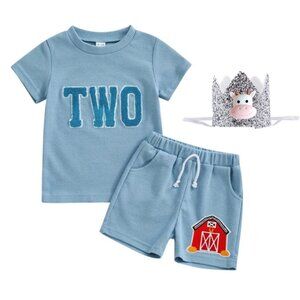 Barnyard Second Birthday Cow Outfit Cowboy Clothes Barn Shirt Cow Shorts